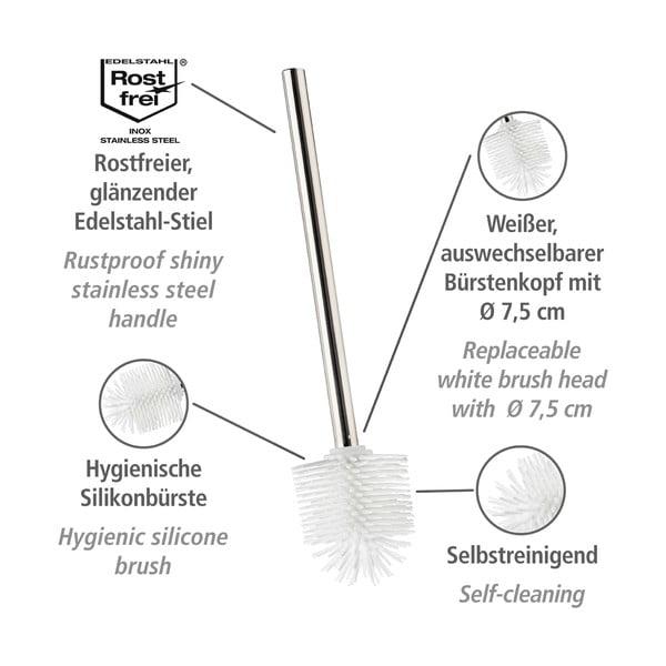 Perie WC cu mâner din oțel inoxidabil Wenko-image-2