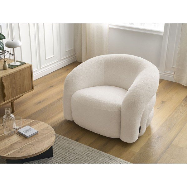 Fotoliu bej pivotant cu tapițerie din țesătură bouclé Elina – Bobochic Paris-image-1