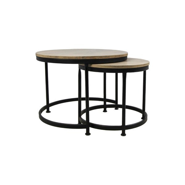 Set 2 mese auxiliare cu blat din lemn de mango HMS collection Taylor, înălțime 56 cm