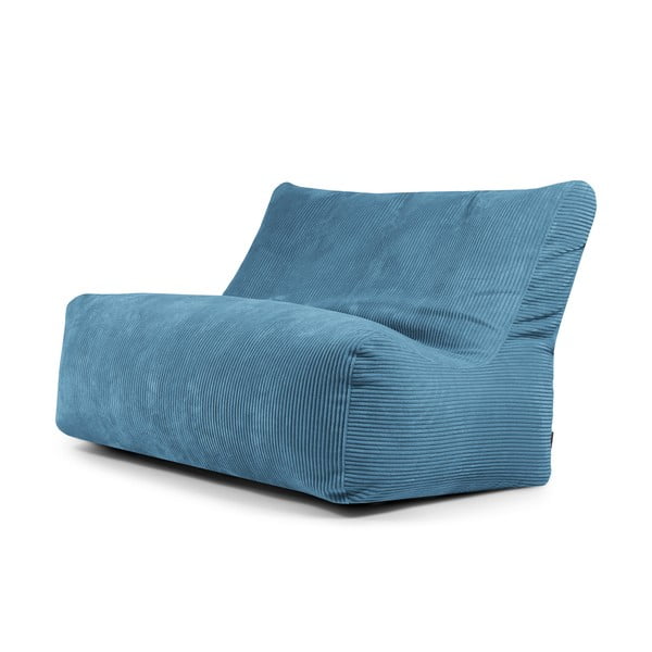 Fotoliu bean bag albastru cu tapițerie din catifea reiată Sofa Seat Lounge – SLOWDOWN