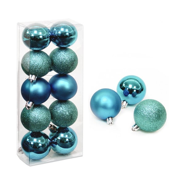 Set 10 globuri turcoaz de Crăciun Navidad Casa Selección,  ø 5 cm