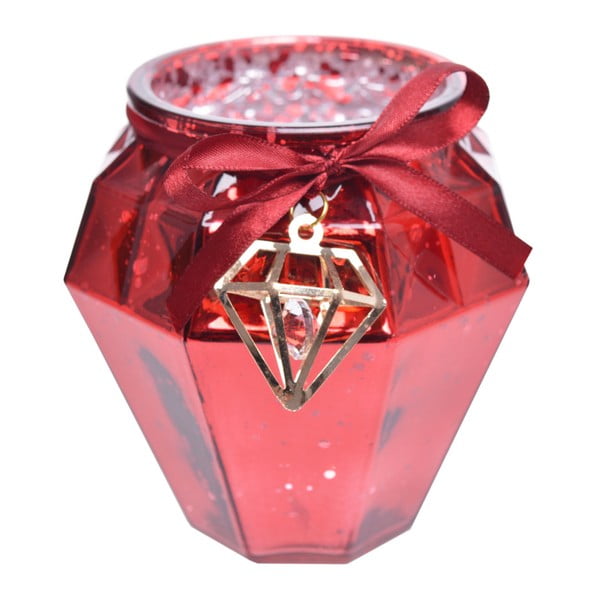 Sfeșnic din sticlă Ewax, înălțime 13 cm, roșu