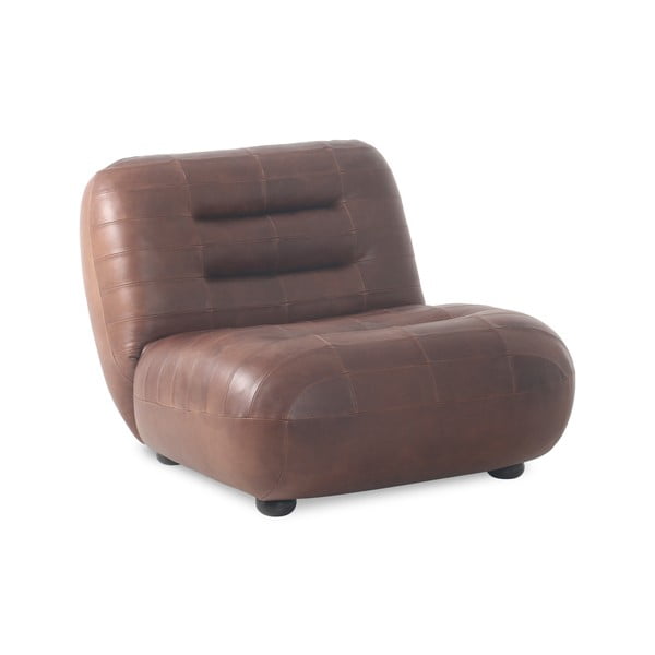 Fotoliu maro cu tapițerie din piele Wyatt – Dutchbone