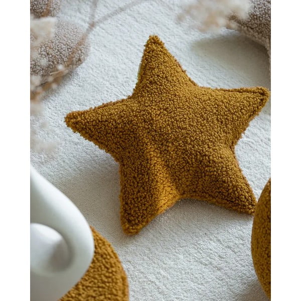 Pernă decorativă pentru copii maro cu tapițerie din țesătură bouclé Star – Wigiwama-image-4