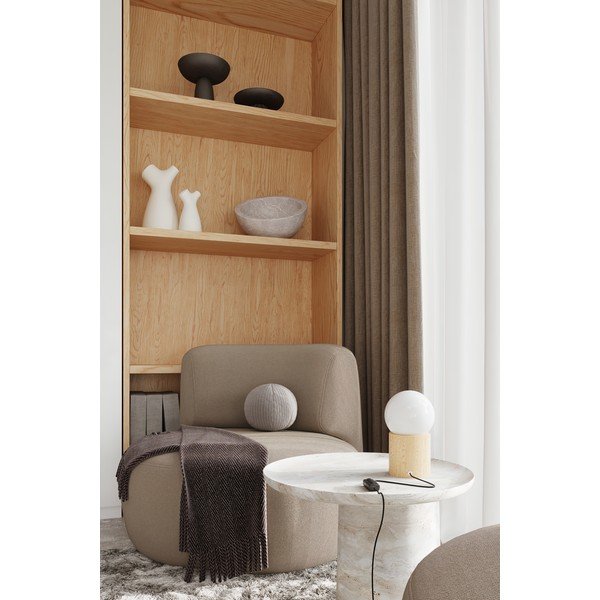 Veioză albă/în culoare naturală cu abajur din sticlă (înălțime 21 cm) Surtur – Sollux-image-1