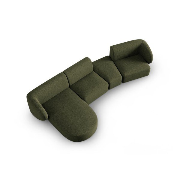 Colțar verde cu tapițerie din chenille (cu colț pe partea stângă, cu șezlong) Paolo – Milo Casa-image-1