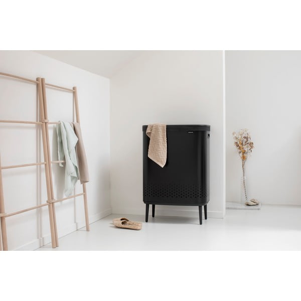Coș de rufe negru mat din metal 90 l Bo Hi – Brabantia-image-1