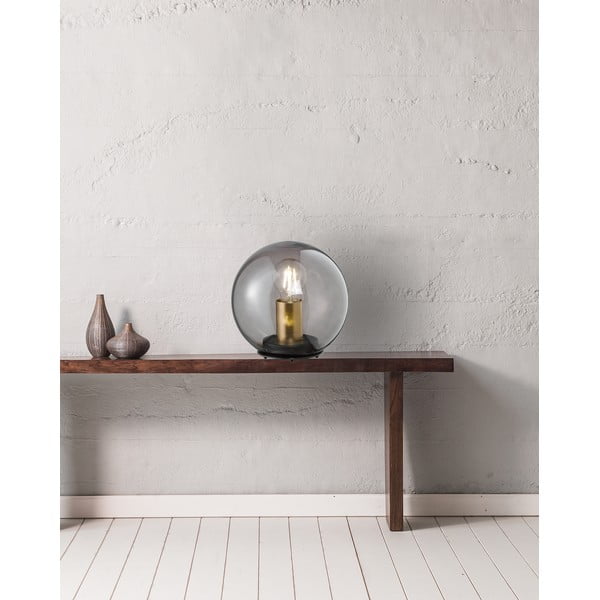 Veioză neagră cu abajur din sticlă Dini – Fischer & Honsel-image-1