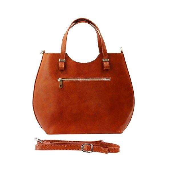 Geantă din piele Chicca Borse Denisse, caramel-image-2