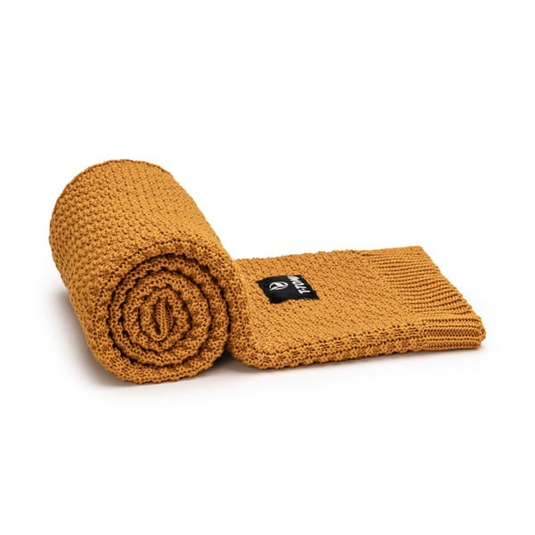 Pătură pentru copii galben-muștar tricotată 80x100 cm – T-TOMI