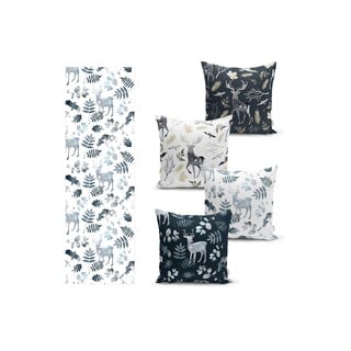 Set 4 fețe de pernă și napron din amestec de bumbac Minimalist Home World