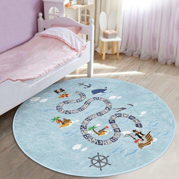 Covor pentru copii albastru deschis ø 80 cm Comfort – Mila Home-image-1