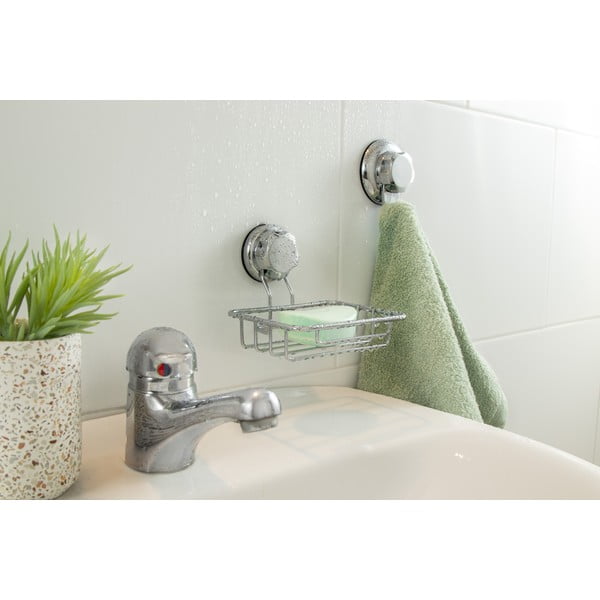 Savonieră argintie autoadezivă din oțel Bestlock Bath – Compactor-image-4