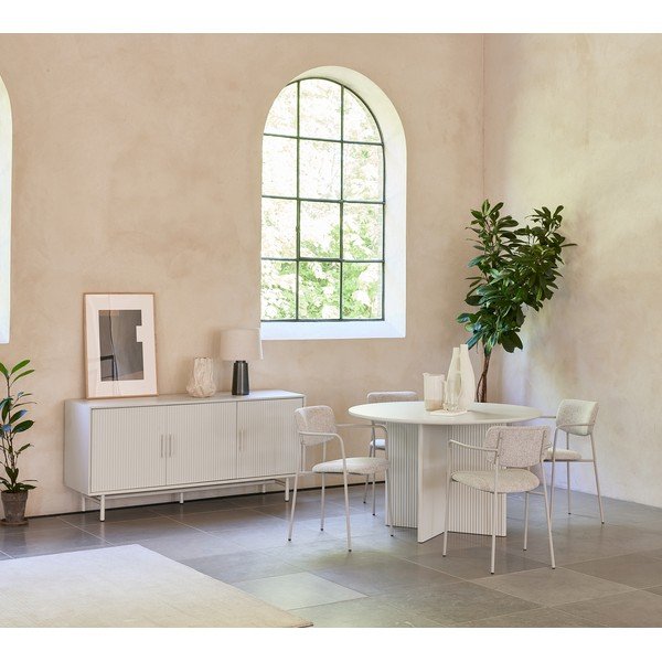 Masă de dining gri deschis rotundă ø 110 cm Palma – Unique Furniture-image-1