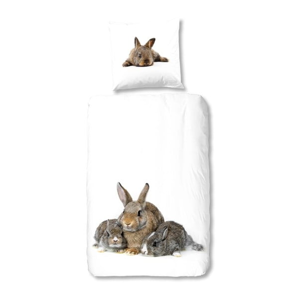 Lenjerie de pat din bumbac pentru copii Muller Textiels Rabbit, 135 x 200 cm