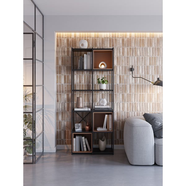 Bibliotecă neagră/cărămizie 71x179 cm Anya – Marckeric-image-1