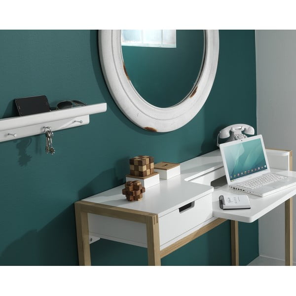 Cuier de perete alb cu raft din lemn masiv de brad Trays – Tomasucci-image-1