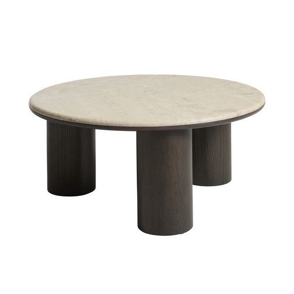 Măsuță de cafea în culoare naturală închisă rotundă cu blat din marmură ø 90 cm Piazze – Unique Furniture