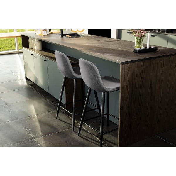 Scaune de bar gri-deschis 2 buc. tapițate (înălțime șezut 65 cm) Wilma – Actona-image-2