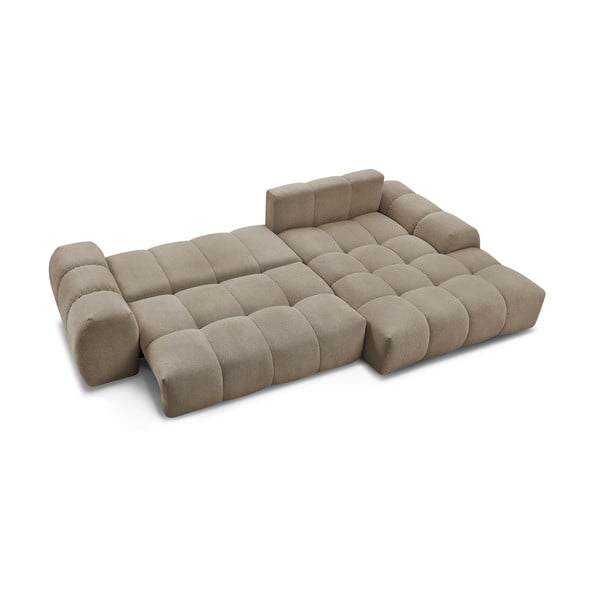 Colțar taupe extensibil/cu spațiu de depozitare cu tapițerie din chenille (cu colț pe partea dreaptă/cu șezlong) Everest – Bobochic Paris-image-4