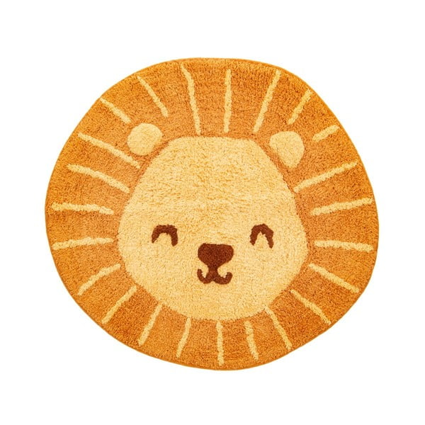 Covor din bumbac pentru copii Sass & Belle Lion Head, 54 x 57 cm, portocaliu