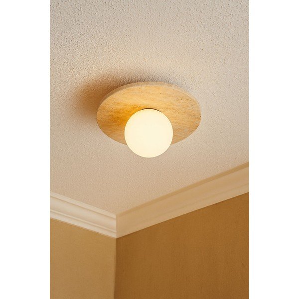 Plafonieră bej din piatră cu abajur din sticlă ø 12 cm Hilde – Opviq lights-image-1