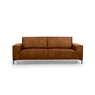 Canapea din imitație de piele Scandic Copenhagen, maro coniac, 224 cm