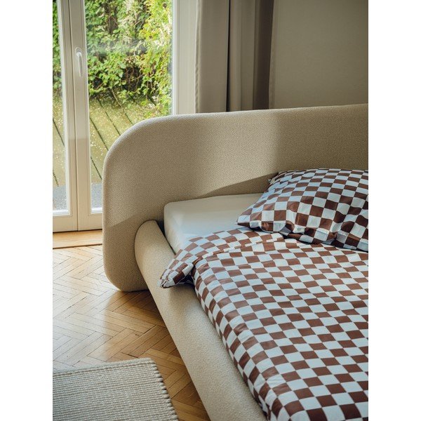 Cearceaf albastru deschis din bumbac cu elastic 180x200 cm Oba – noo.ma-image-1