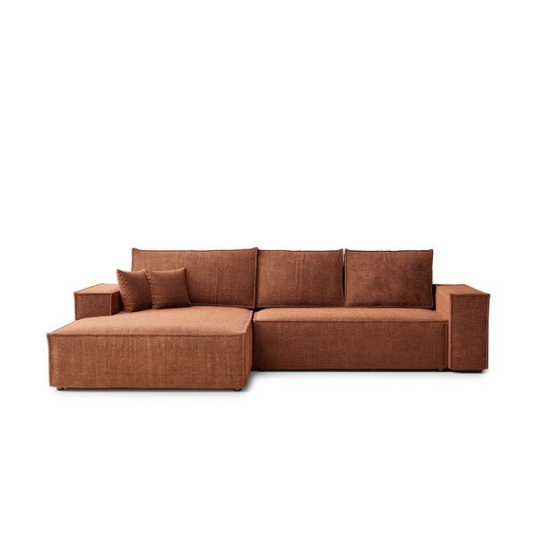 Colțar arămiu extensibil/cu spațiu de depozitare cu tapițerie din chenille (cu colț pe partea stângă/cu șezlong) Maze – Maison de Rêve