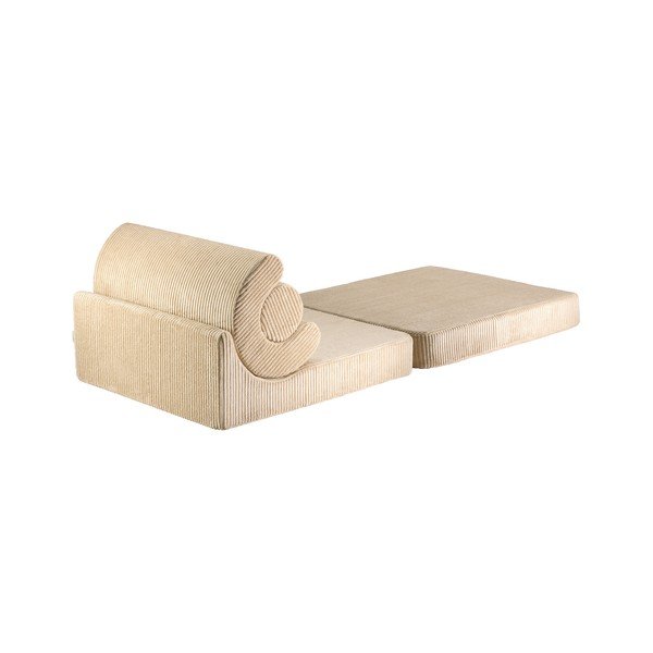 Fotoliu pentru copii maro deschis cu tapițerie din catifea reiată Flipster – Wigiwama-image-2