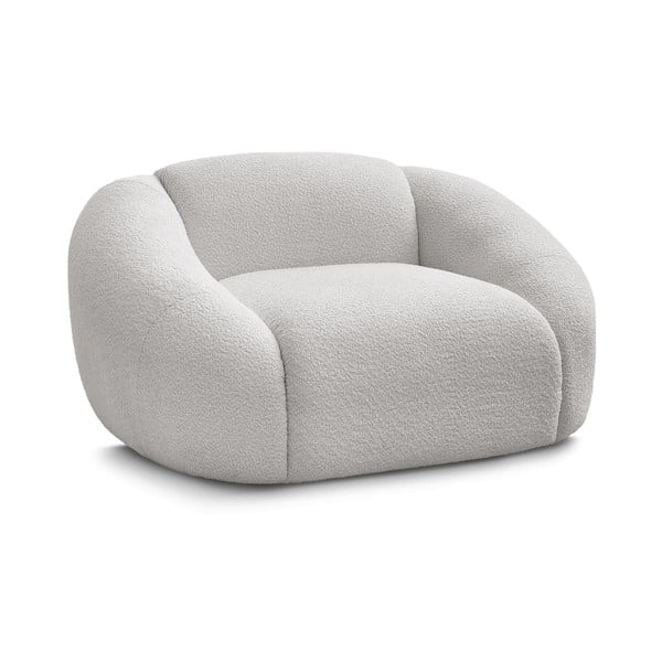 Fotoliu gri deschis cu tapițerie din țesătură bouclé Tina – Bobochic Paris
