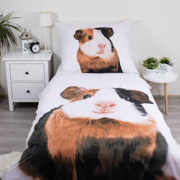 Lenjerie de pat pentru copii albă din bumbac pentru pat de o persoană 140x200 cm Guinea Pig – Jerry Fabrics-image-1