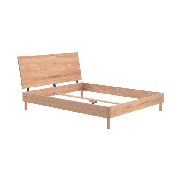 Pat matrimonial în culoare naturală din lemn de stejar fără somieră 160x200 cm Forrest – Vipack-image-2