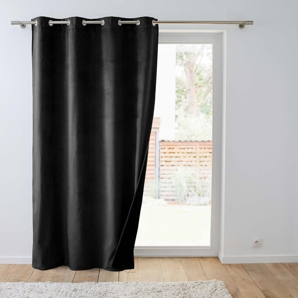 Draperie neagră termoizolantă din catifea 140x260 cm Polarchic – douceur d'intérieur