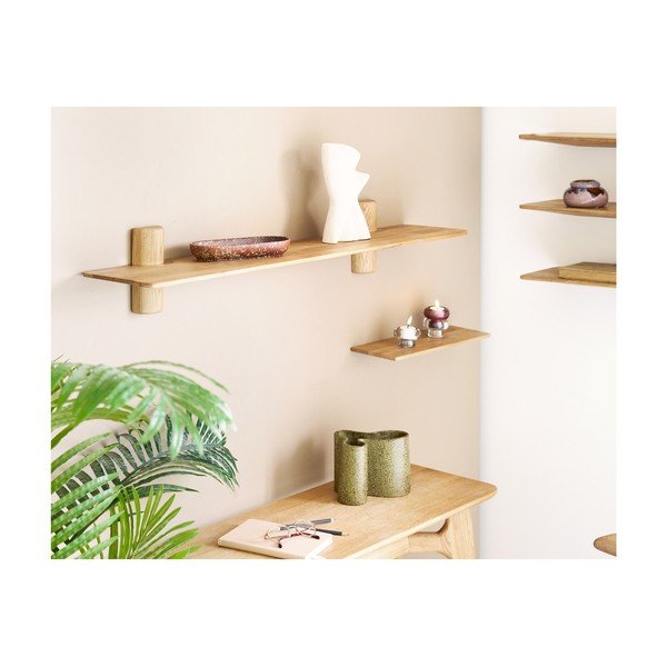 Raft în culoare naturală deschisă din lemn de stejar 110 cm Calcata – House Nordic-image-1