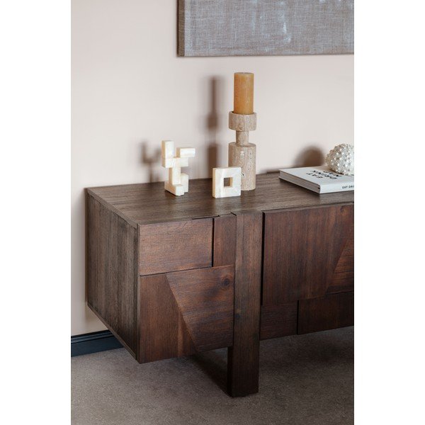 Comodă TV în culoare naturală închisă din lemn masiv 188x60x45 cm Bruneau – Dutchbone-image-4