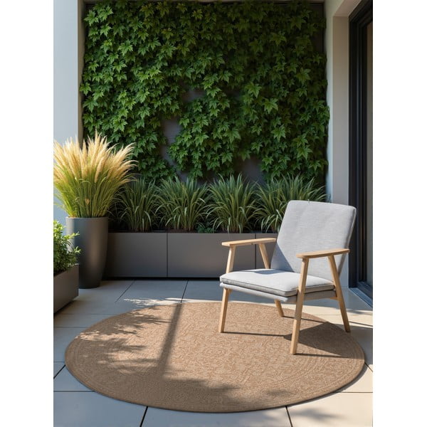 Covor pentru exterior și interior bej/fildeș rotund ø 160 cm Duet Kona – NORTHRUGS-image-1