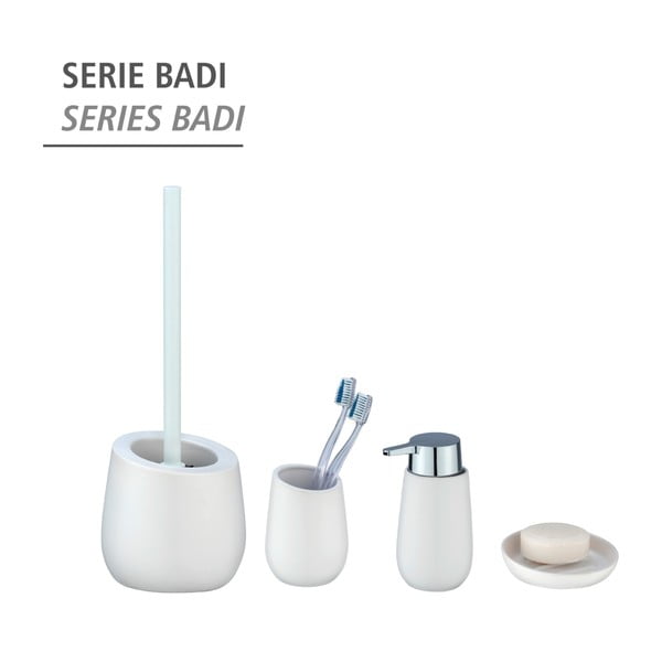 Perie cu suport din ceramică pentru toaletă Wenko Badi, alb-image-2