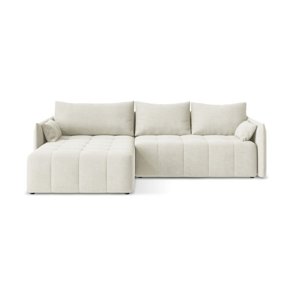 Colțar bej extensibil/cu spațiu de depozitare (cu colț pe partea stângă/cu șezlong) Moku – Makamii