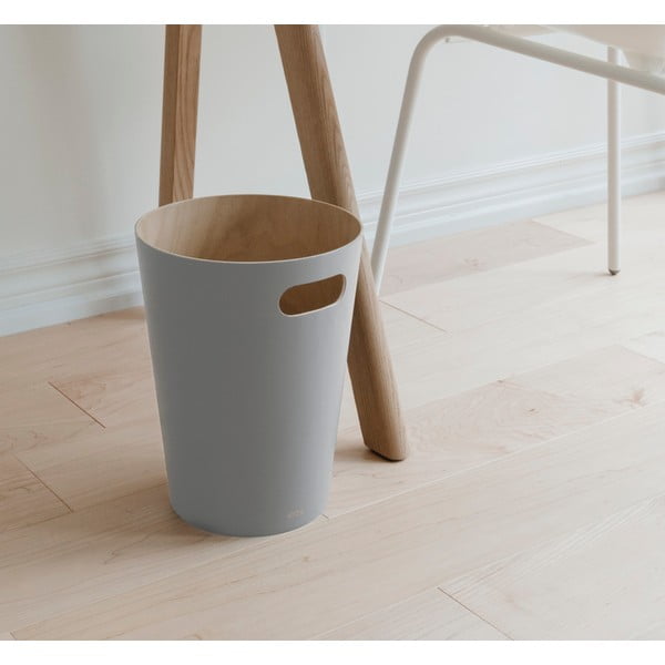 Coș de gunoi gri deschis din lemn 7,5 l Woodrow – Umbra-image-1