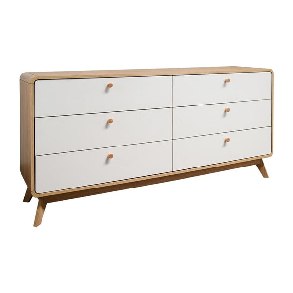 Comodă albă/în culoare naturală joasă cu aspect de lemn de stejar 150x74 cm Caitlin – Støraa-image-4