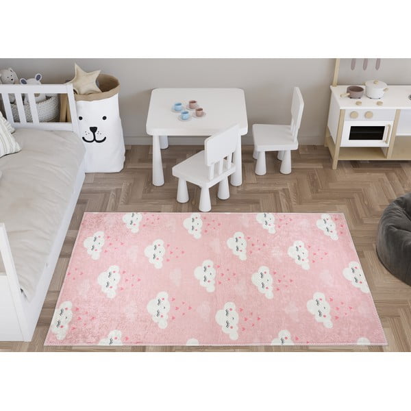 Covor pentru copii roz deschis lavabil 100x160 cm Pink Clouds – Vitaus-image-1