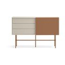 Comodă joasă cu ușă glisantă roșu cărămiziu-bej 140x91 cm Nube – Teulat