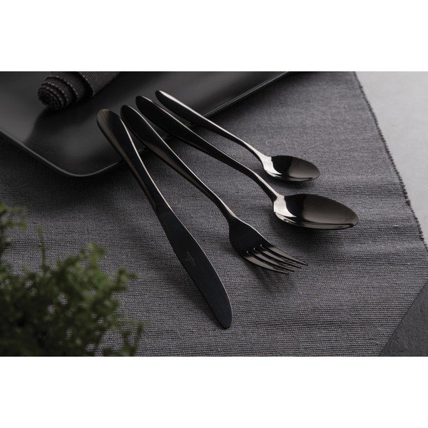 Tacâmuri din oțel inoxidabil negre 24 buc Black Mirror Collection - BerlingerHaus-image-1