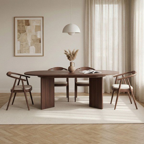 Masă de dining extensibilă cu aspect de lemn de nuc cu blat suplimentar 90x160 cm Sorell – Kalune Design-image-3