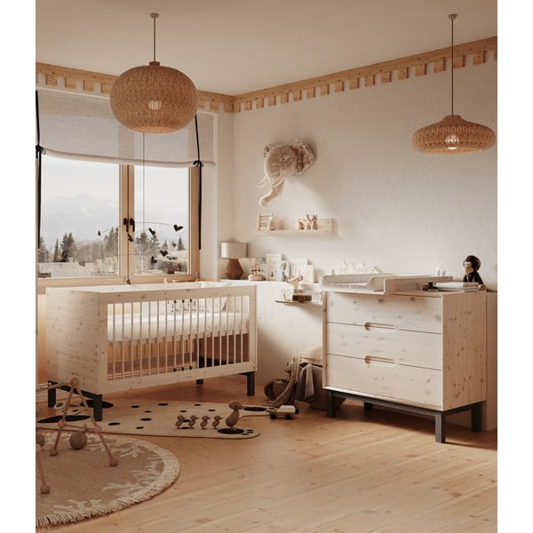 Comodă de copii albă joasă din lemn de pin 100x91 cm Country – Pinio-image-1