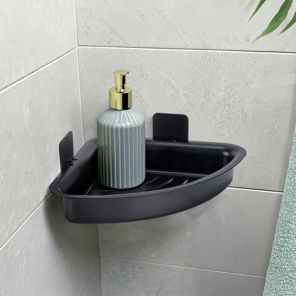 Raft pentru baie negru autoadeziv din plastic Parma – Allstar-image-1