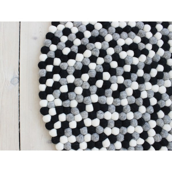 Č Covor cu bile din lână Wooldot Ball Rugs, ⌀ 200 cm, alb - negru
