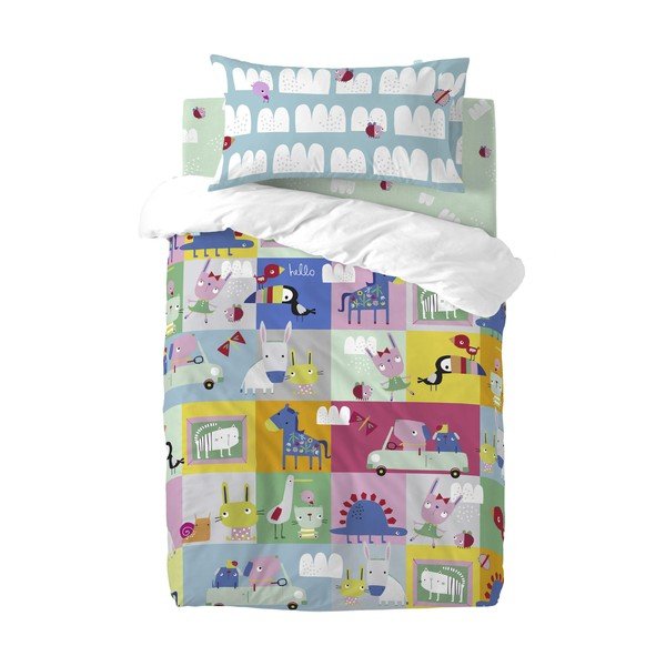 Cearșaf din bumbac pentru copii Moshi Moshi Patchwork Animal, 60 x 120 cm-image-2