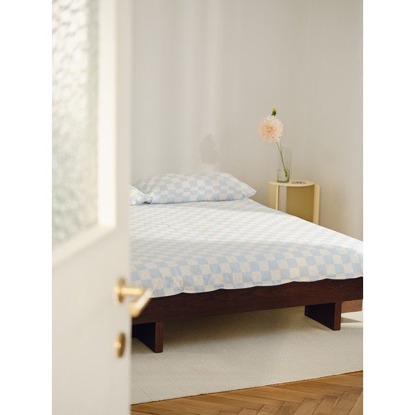 Husă de pilotă albastru-deschis/crem din bumbac satinat pentru pat de o persoană 140x200 cm Plu – noo.ma-image-4